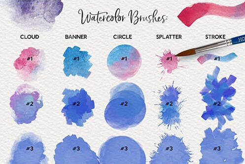 水彩素材元素-PS样式