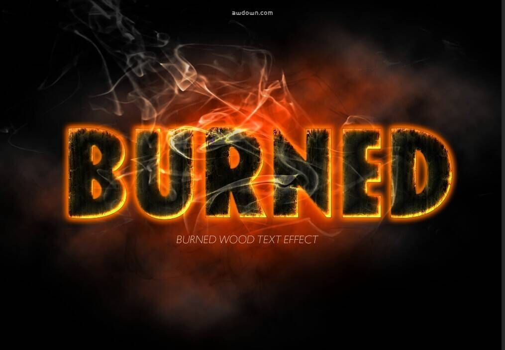 燃烧木材文字效果-PS样式
