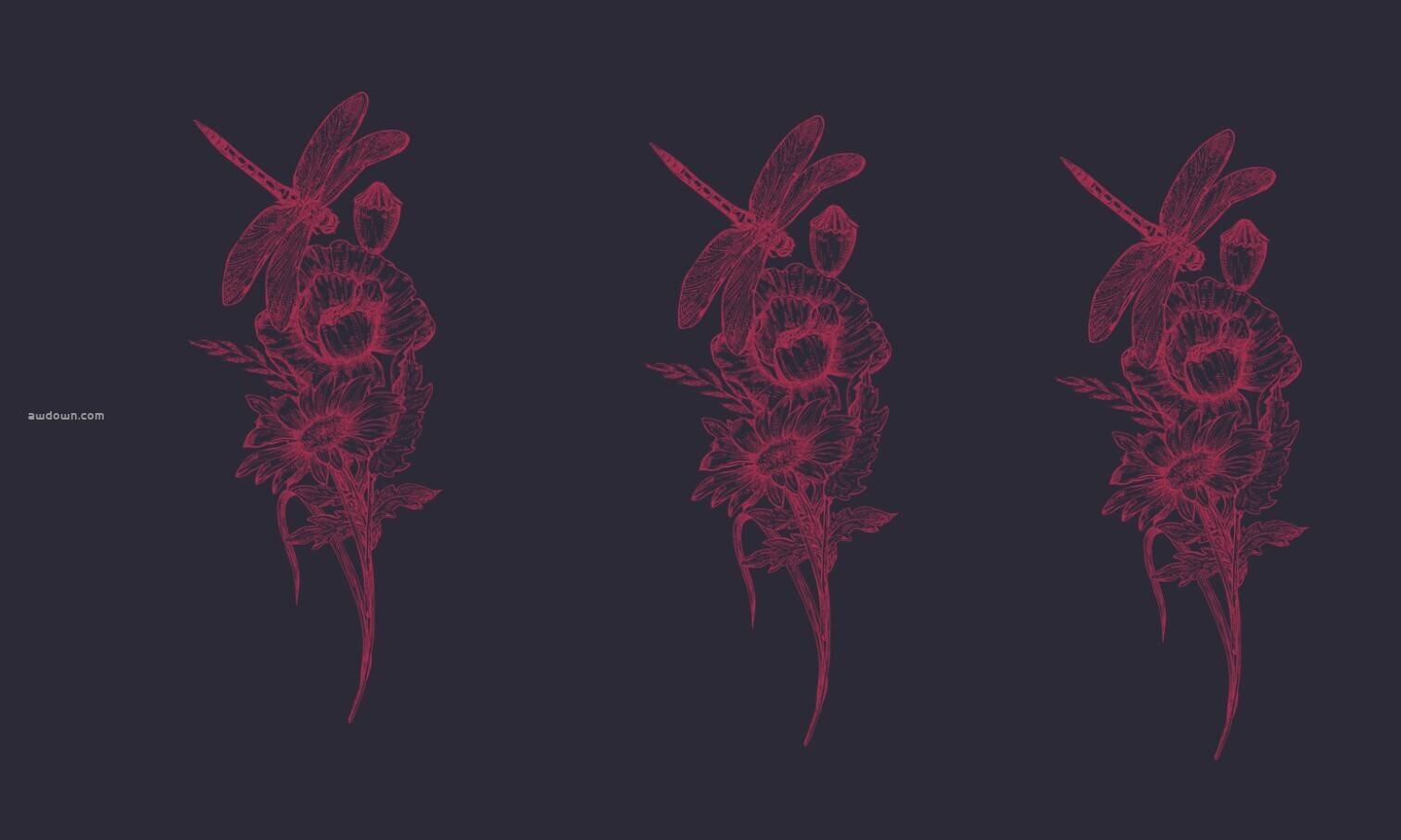 盛开的花朵印刷图案-PS笔刷