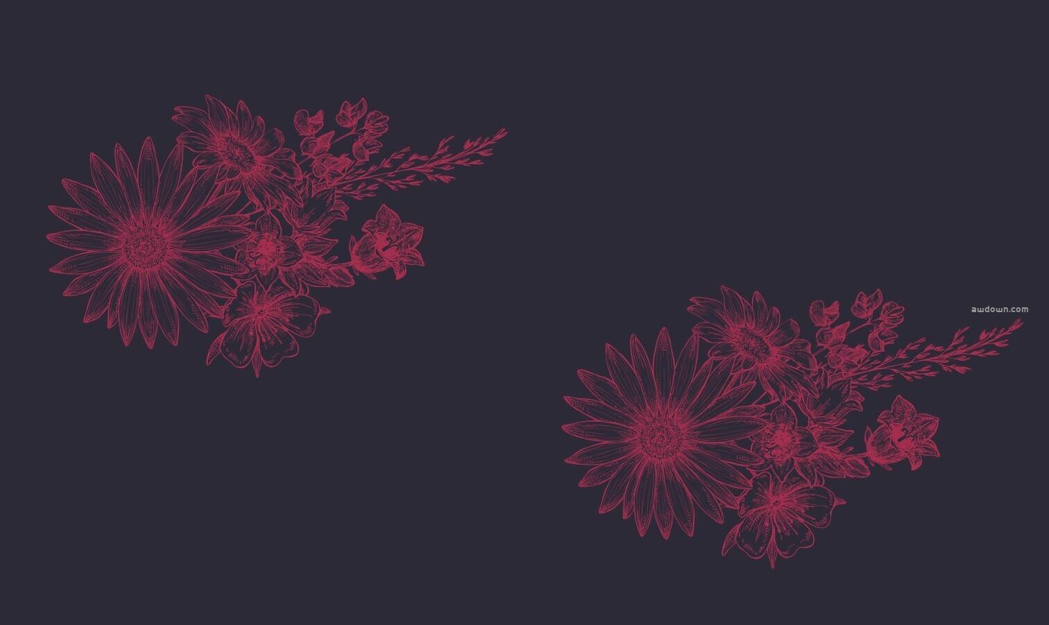 盛开的花朵印刷图案-PS笔刷