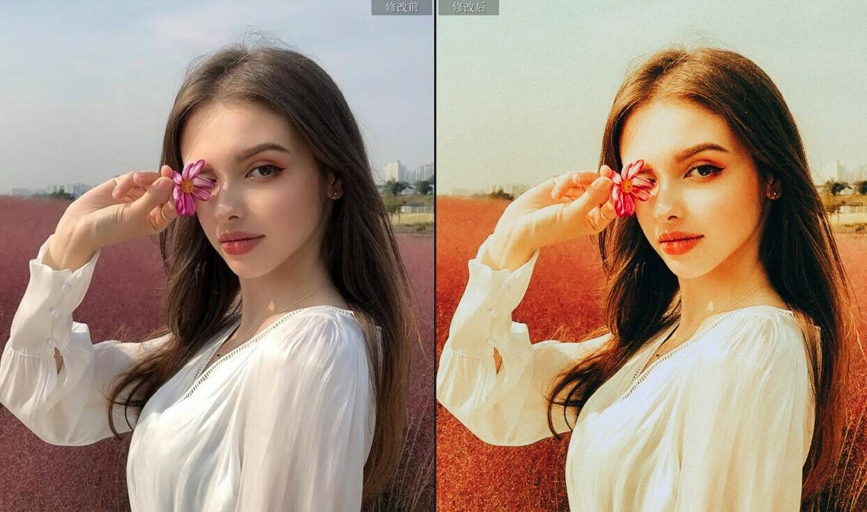 橙色自然光婚礼调色LR预设